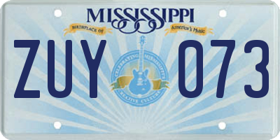 MS license plate ZUY073