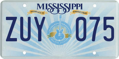 MS license plate ZUY075