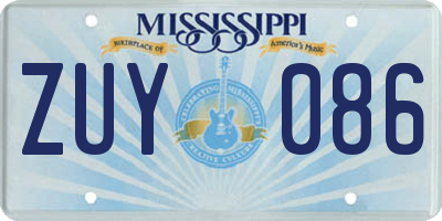 MS license plate ZUY086
