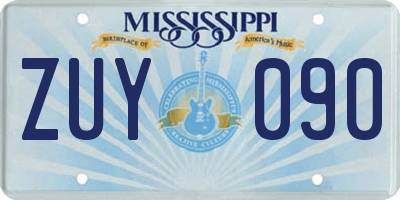 MS license plate ZUY090