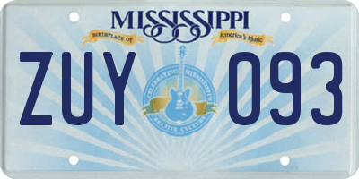MS license plate ZUY093