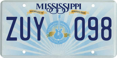 MS license plate ZUY098