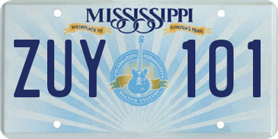 MS license plate ZUY101