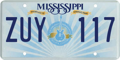 MS license plate ZUY117