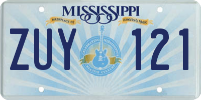 MS license plate ZUY121