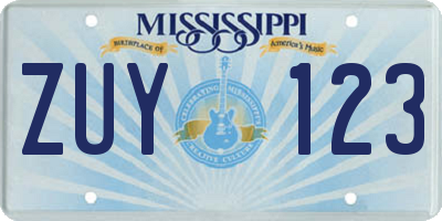 MS license plate ZUY123