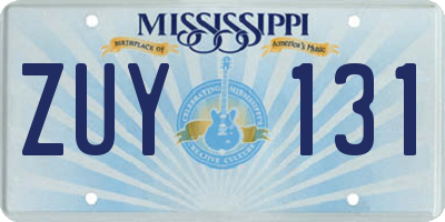 MS license plate ZUY131