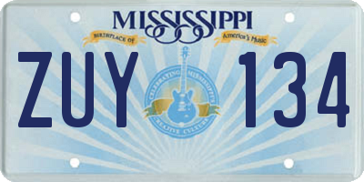 MS license plate ZUY134