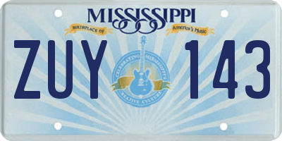 MS license plate ZUY143