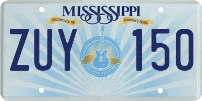 MS license plate ZUY150