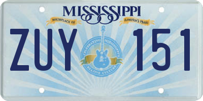 MS license plate ZUY151