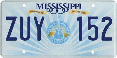 MS license plate ZUY152