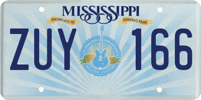 MS license plate ZUY166