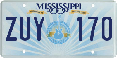 MS license plate ZUY170