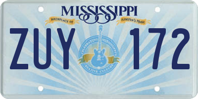 MS license plate ZUY172