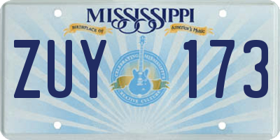 MS license plate ZUY173