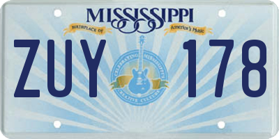 MS license plate ZUY178