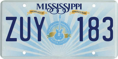 MS license plate ZUY183