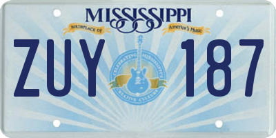 MS license plate ZUY187