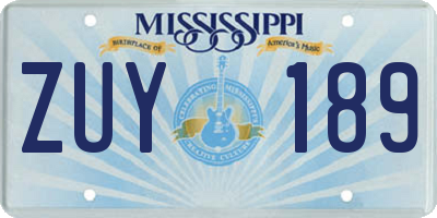 MS license plate ZUY189