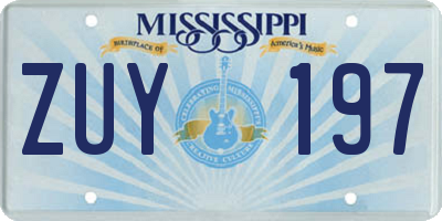 MS license plate ZUY197