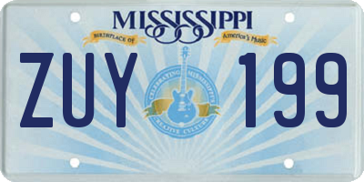 MS license plate ZUY199