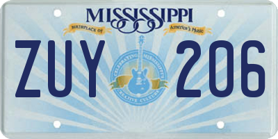 MS license plate ZUY206