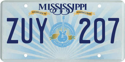 MS license plate ZUY207