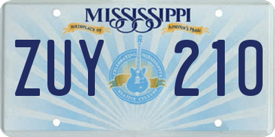 MS license plate ZUY210