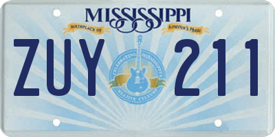 MS license plate ZUY211