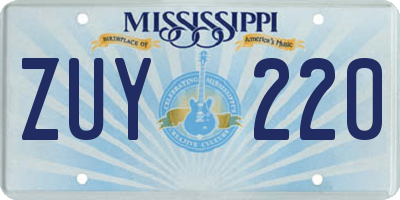 MS license plate ZUY220
