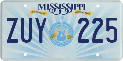 MS license plate ZUY225