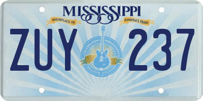 MS license plate ZUY237