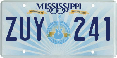MS license plate ZUY241