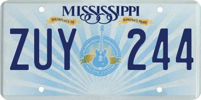 MS license plate ZUY244
