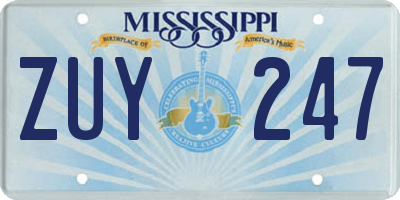 MS license plate ZUY247