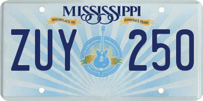 MS license plate ZUY250