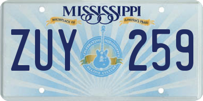 MS license plate ZUY259
