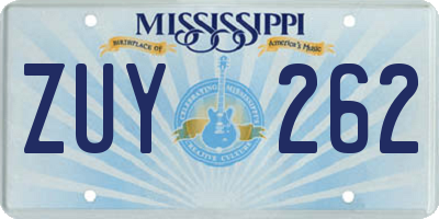 MS license plate ZUY262