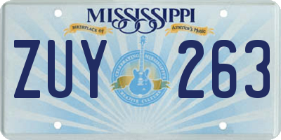 MS license plate ZUY263