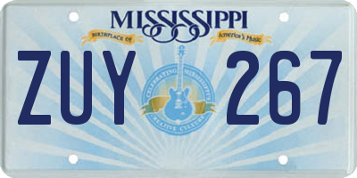 MS license plate ZUY267