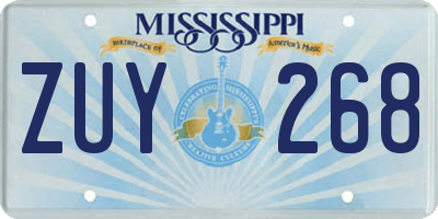 MS license plate ZUY268