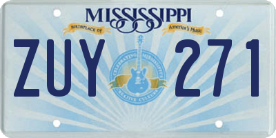 MS license plate ZUY271