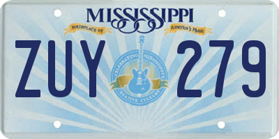 MS license plate ZUY279