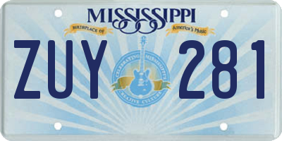 MS license plate ZUY281