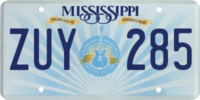 MS license plate ZUY285