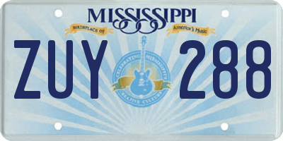 MS license plate ZUY288