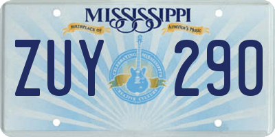 MS license plate ZUY290