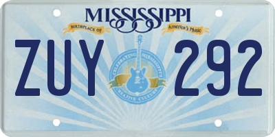MS license plate ZUY292