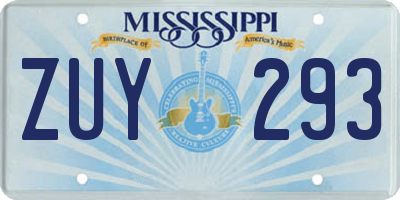 MS license plate ZUY293
